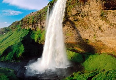 Mountain Waterfall - waterfall, photo, mountain, green