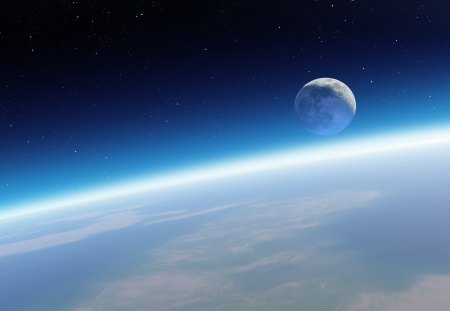 earth and moon - space, moon, universe, earth