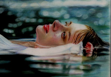 Drifting - girl, water, drifting, woman
