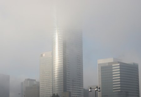 Foggy Two Union Square in Seattle Washington - seattle, washington, foggy, two