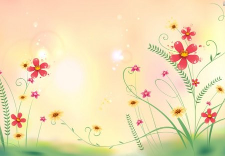 Flowers In The Meadow - art, petals, colorful, meadow, flowers, spring