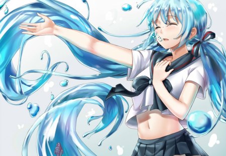 ~Listen To Your Heart~ - vocaloid, anime, water, bottle miku, bubbles, hatsune miku, fish