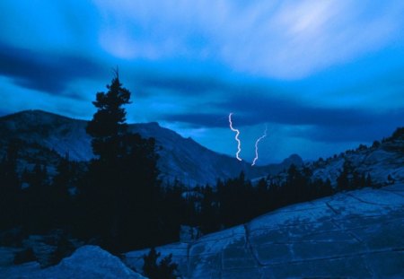 Stormy Weather at yosemite Park - night, park, california, stormy