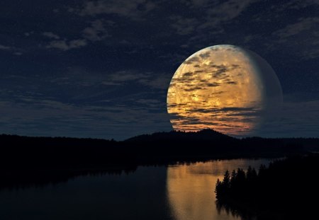 moon full and river - Rivers & Nature Background Wallpapers on Desktop ...