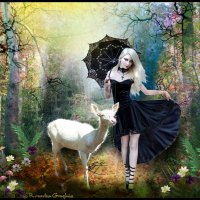 ~Gothic Girl with White Doe~