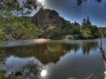 sunbeams over a lake hdr