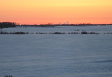 Orange Sunsets - white, nature, photography, snow, orange, Sunsets