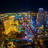 view of the vegas strip at night