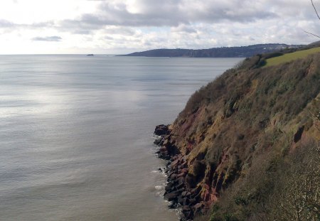 Maidencombe coastline - oceans, water, sea, devon, rocks, coast, cliffs