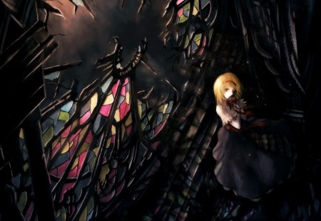 Broken Window - anime, girl, dark, broken