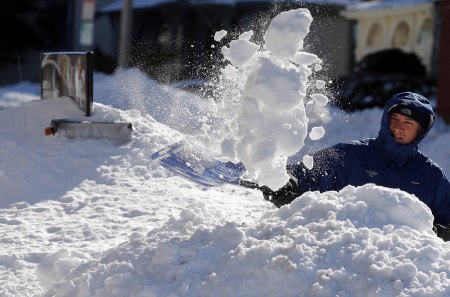 a Person Shoving Snow - person, shoving, snow, cold