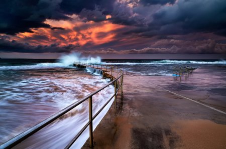 Splendor - clouds, splendor, sea, ocean, sunset, nature, view, ocean waves, waves, sky, ocean view