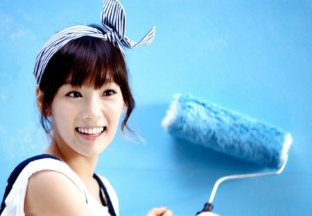 korean-girl - beauty, sky blue, smile, girl