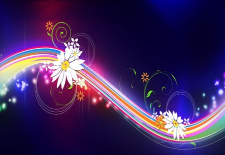 rainbow flower - sparkling, color, love, light