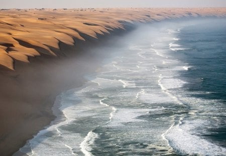 Harmony of nature - morning view, oceans, Africa, desert, waves, landscapes, beauty, sand