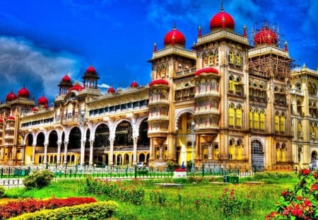 India palace - acrheticture, india, garden, palace, citadel