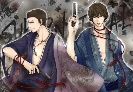 Dean & Sam Winchester - winchester, sam, guns, dean, supernatural, kimono