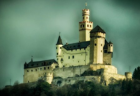 magnificent castle hdr - hill, sky, castle, hdr, tower