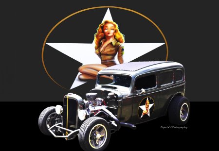 PIN UP BEAUTY - FORD, GIRL, HOTROD, PIN