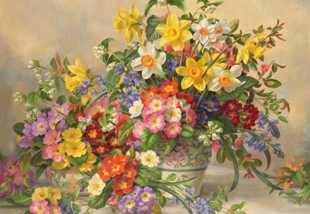 Flowers In Poole Pottery - china, colorful, poole, flowers, still life, pottery, vase