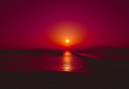 RUBY SUNSET - sky, ruby, sunset, sea