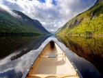 a Canoe in the Water  on a Summer Day