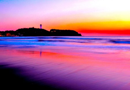 NATURE's BEAUTY - sunset, nature, beach, lights