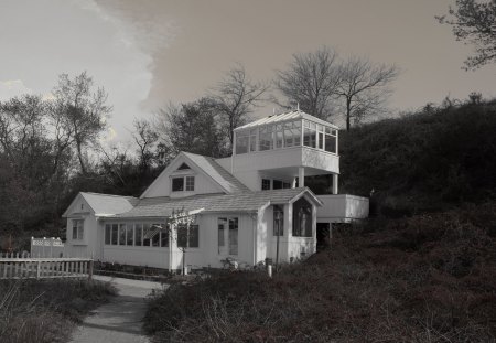 Cottage On Lake Michigan - Lake Michigan, Cottage, Summer, Sepia