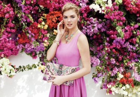 Kate Upton - beauty, kate upton, model, bag, pink dress, woman, fashion