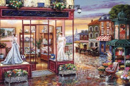 Painting - market, street, beautiful, rest, view, coffee, city, pretty, evening, flowers, love, romance, cafe, art, restaurant, town, paris, nice, lovely, romantic, painting