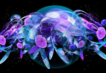 ღ.Flower of Freedom.ღ - pretty, freedom, flowers, style, designs, purple, beautiful, photoshop, digital art, 3 Dimentional, HD, colors, lovely, cool, sweet, colorful, bright, creation, cute, chic