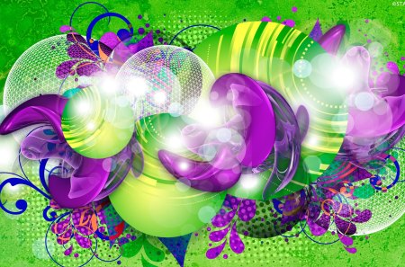 áƒ¦.Bright World.áƒ¦ - dazzling, designs, colorful, shine, balls, purple, pretty, cool, digital art, cute, creation, style, glass, bright world, illustrator, lovely, chic, hd, bright, glow, butterfly, blue, photoshop, pink, beautiful, sweet, colors, flowers