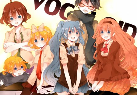 ~Vocaloid~ - group, Vocaloid, rin and len kagamine, anime, people, megurine luka, friends, hatsune miku