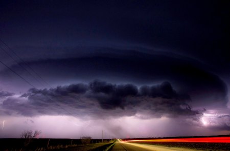 STORMY NIGHT - Storm, bad weather, Clouds, Road, Time lapse, Lightning