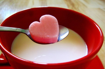 ♥ - milk, spoon, heart, red, love, pink, sweet, cup