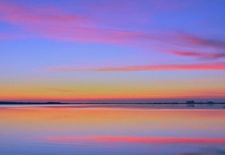 â‹ - morning, sky, water, beautiful, pink, blue, pastel, orange, colors, sunrise