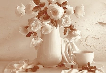 Elegant Still life - flowers, vase, nature, still life