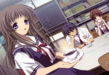 Do you want a cup of coffe? - manga, anime, Tomoya Okazaki, clannad, Nagisa Furukawa