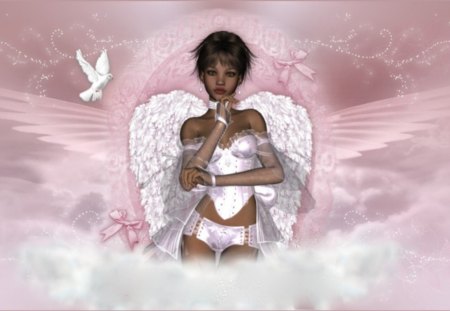 ANGEL IN PINK - wings, angel, dove, pink