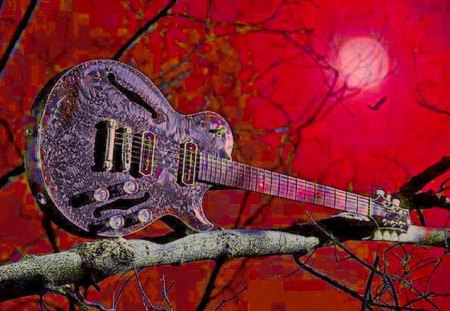 tree limb guitar - unusual, guitar, music, entertainment