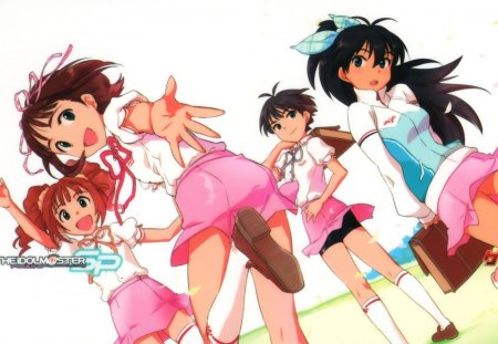 Come On!! - girls, group, idolmaster, anime, friends, pink skirts