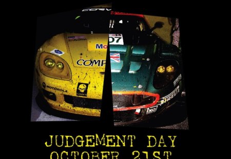 Judgement Day - aston martin, chevrolet, chevy, racers, c6r, dbr9, corvette, duel