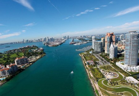 waterway in miami - harbor, city, waterway, view