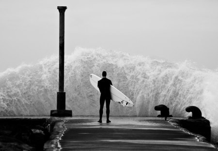 Thinking about - surf, beach, landscapes, angry waves, pier