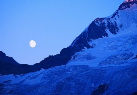 Moonlit Mountains - snowy mountains, moonlight, scenic mountain, moonlit mountains, mountain landscape, moonlit