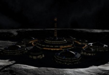 Alcazar - crater, building, planet, night, darkness