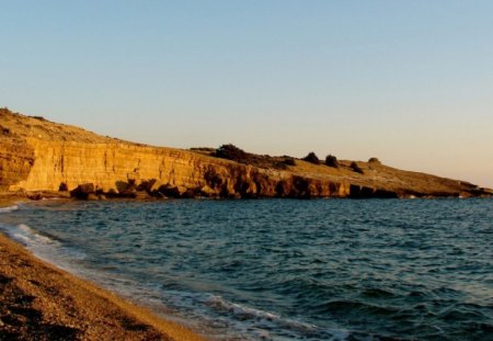 LARGE BAY at the sunset - coastline, sunset, light, beautiful