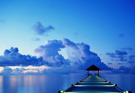 A Date Under Heaven - calm, water, blue, lake, sky, bridge