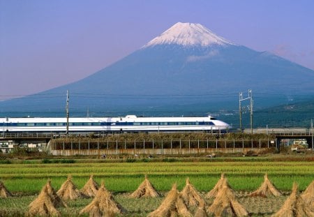 Bullet Train Mount Fuji Japan