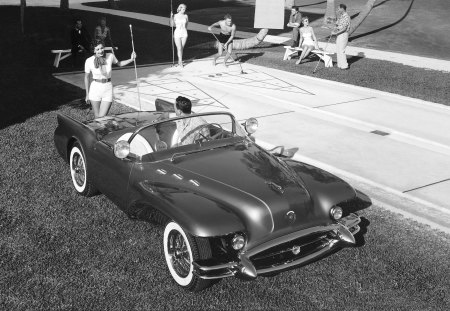 Buick Wildcat II - old car, buick, cars, buick wildcat, american car, black and white